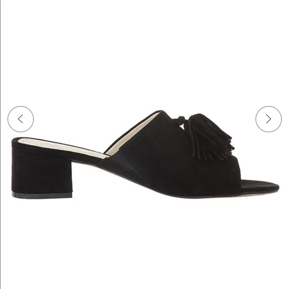 Anne Klein Salome Black Tassel Open-Toe Mules - Picture 2 of 5